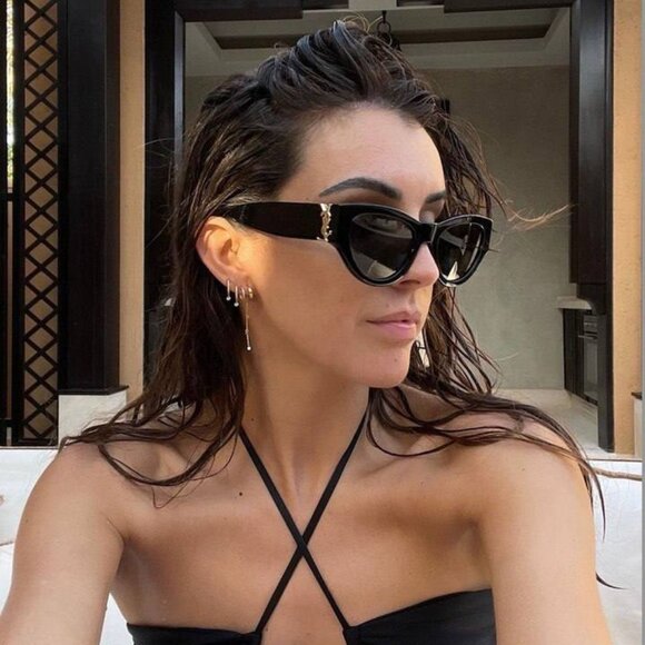 Saint Laurent SL M94/F 004 Sunglasses Havana/Black Cat Eye Frame, Black Lenses main image 8